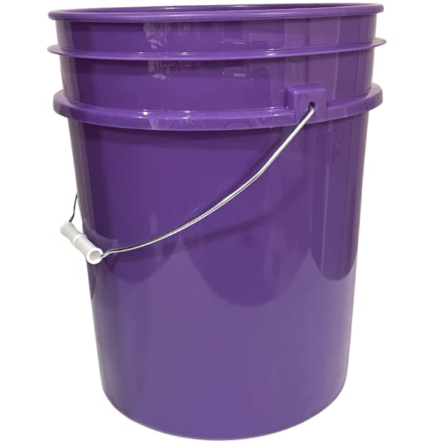 House Naturals 5 Gallon Purple Food Grade Plastic Bucket with Screw on Gamma lid, BPA Free, Made in USA (Pack of 3) (Purple Bucket with Orange Gamma) - color: Purple Bucket With Orange Gamma