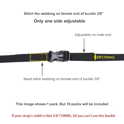 Quick Side Release Buckle, Heavy Duty Plastic Snap Buckle Clip Clasp Fasteners for Backpack Strap - style: 3/8"(10mm) - 10 Pieces