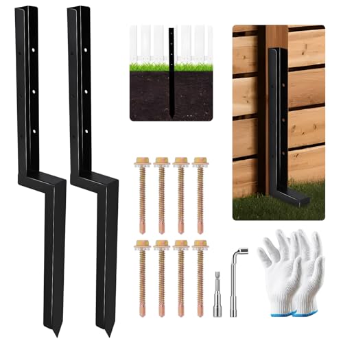 2-Pack 2" Width Fence Post Repair Kit, 34in Heavy Duty Ground Spike Anchor for Wooden Post Repairing Tilted/Broken Posts - size: 2'' 2 Pack