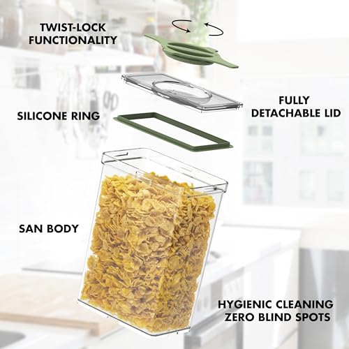 4-Pack Airtight Pantry Containers, 1.9 QT Clear SAN Food Storage Jars with Twist-Lock Lids, Detachable for Easy Cleaning, Stackable for Cereal, Pasta, Rice, Oats & Snacks White - color: White