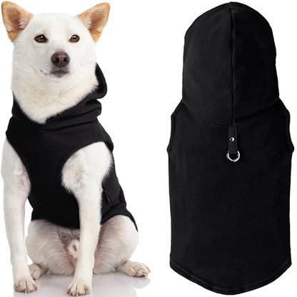 Gooby Fleece Vest Hoodie Dog Sweater - color: Black, size: Small (Around 6-lb)
