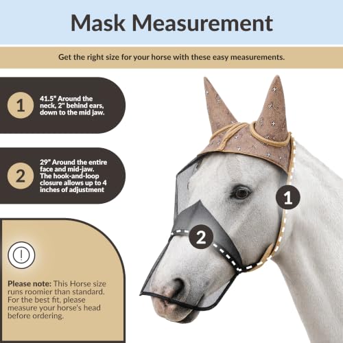 TSZ Fly Free Ride Fly Mask Ears + Nose Cover - UV-Resistant Breathable