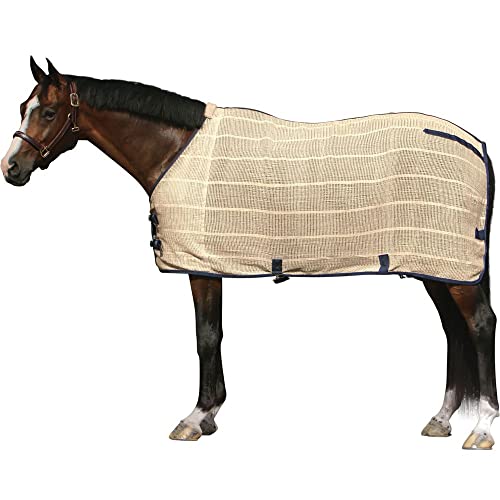 Dura-Tech Irish Knit Anti-Sweat Stable Horse Sheet | Cotton Material | Anti-Rub Front Lining Horse Sheets | Adjustable Fit Horse Blankets & Sheets | Cushioning at Wither - size: Horse Size 80