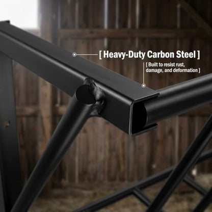 Carbon Steel Goat Hay Feeder, Wall Mounted Livestock Rack, 67 Gallon Dual-Use Rack for Feed, Blankets, Clothes, 63"