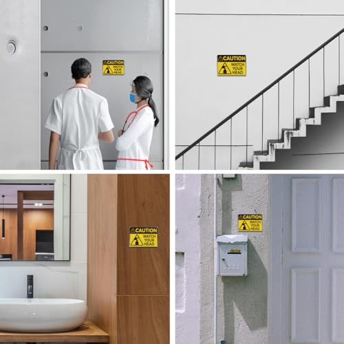 WADORN 10Pcs Caution Watch Your Head Stickers, Caution Head Sticker Mind Your Head Decals Head Watching Labels Waterproof Self-Adhesive Vinyl Decal for Stairs Warehouse Basement Factory 7.08x5.12 Inch - style: Watch Your Head