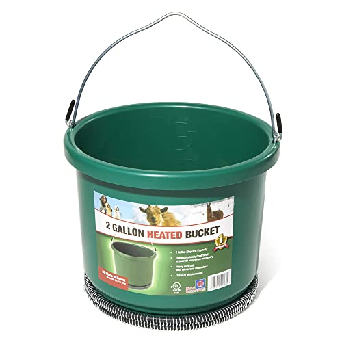 Farm Innovators HB-60 Heated Plastic Bucket, 60 Watts, 2 Gallon, 2-Pack - color: Green, size: 2 Gallon