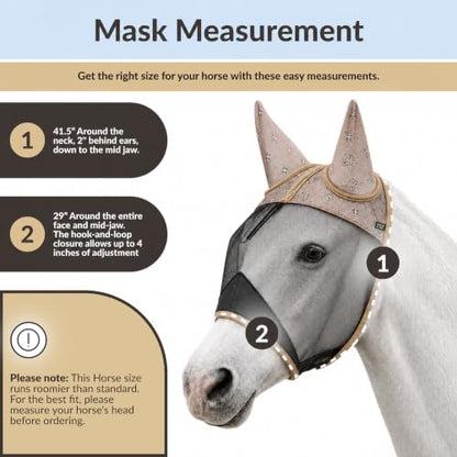 TSZ Fly Free Ride Horse Fly Mask with Ears - UV-Resistant Breathable Mesh
