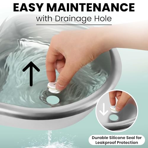 Automatic Animal Drinking Water Bowl with 2 Float Valves-304 Stainless Steel Automatic Water Dispenser for Dogs & Farm Animals, Auto-Refill, Leakproof Drain Hole, Extra Long 100cm Hose