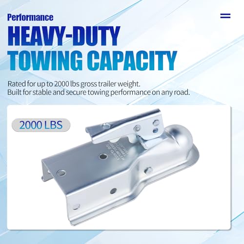 2000lb Straight Trailer Coupler for 1-7/8" Ball, 3" Channel | Designed for 3" channel widths and 1-7/8" hitch balls. Features a zinc-plated finish for durability. - size: 1-7/8" Ball 3" Channel 2,000 lbs