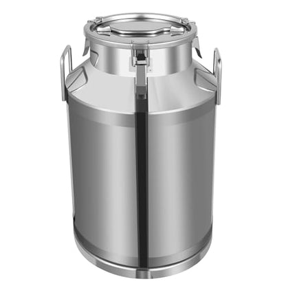 60L/15.8 Gallon Seamless 201 Stainless Steel Milk Can with Lid - size: 50L