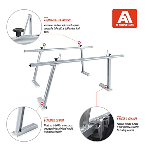 Model APX25 Extendable Aluminum Pick-Up Truck Ladder Rack (No Drilling Required) - Silver - color: Silver