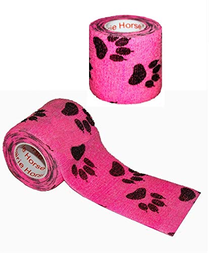 2 Inch Self Adhesive Bandage Wrap & Athletic Tape - 24Pk, Black Paw Prints - color: Paw Prints, size: 24 Rolls