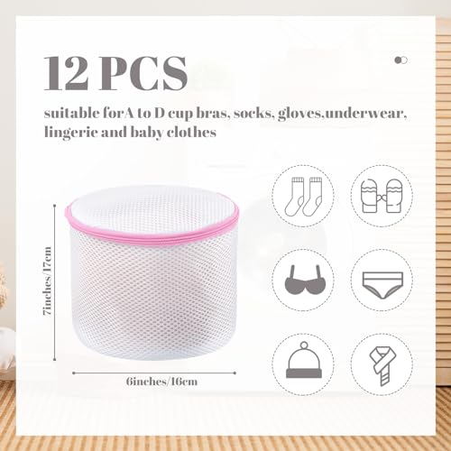 12 Pieces Honeycomb Mesh Laundry Bags for Delicates Underwear Bra Laundry Bags for Washing Machine Sock Laundry Mesh Bags for Delicates Garment Lingerie Wash Bag Net, 6 x 7 Inch (Pink) - color: Pink