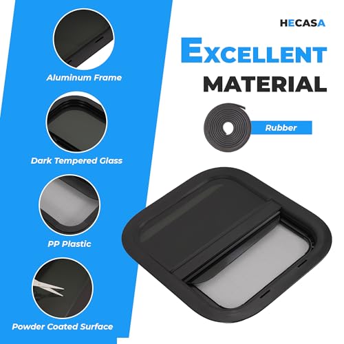 HECASA Universal 14" x 16" RV Window w/Screen Compatible with RV Camper Cargo Trailer Replacement Teardrop Vertical Slider Window Powder Coated Tinted Glass - size: 14" W x 16" H