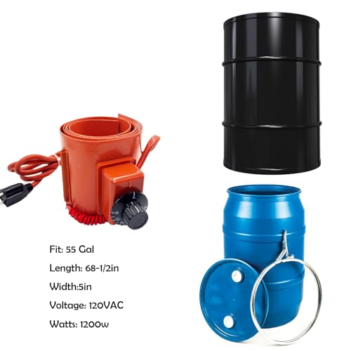 55 Gallon Drum Heater Band, 1200W 120V with Adjustable Thermostat - color: 1-PACK