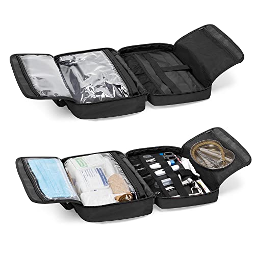Trunab First Aid Trauma Bag with 2 Inner Flaps, Medical Supplies Pouch - color: Black