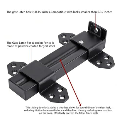 Heavy Duty Slide Bolt Gate Latch,Gate Latch Lock with Padlock Hole,Gate Latch for Wooden Fences, Barn Doors, Sliding & Swing Gates, Outdoor Sheds & Courtyards, Matte Black(2Pack) - color: Black (2Pack)