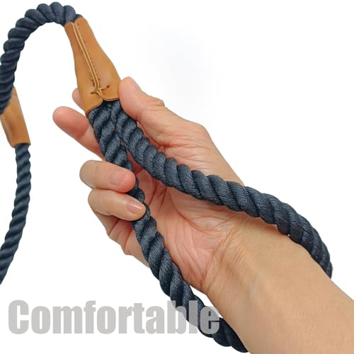 BTINESFUL 5FT Soft Cotton Dog Leash Rope for Strong Large Medium Dogs - color: black, size: 5 Foot (Pack of 1)