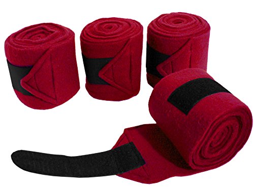 Derby Originals Set of 4 Super Soft Fleece Horse Polo Wraps with Velcro - color: Black