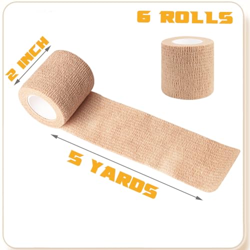 QUMY Self Adhesive Bandage Wrap 6 Pack, Dog Bandage Shoes Wounds 2 in*5 yd - color: Blue
