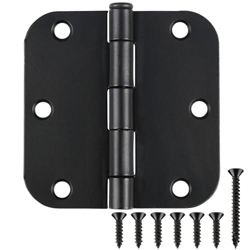 TDCHINGES 3 1/2" Matte Black Door Hinges 3.5 Inch Rounded Flat 24 Pack - color: Matte Black, size: 24 Pack