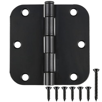 TDCHINGES 3 1/2" Matte Black Door Hinges 3.5" Rounded Flat 5/8" 30 Pack - color: Matte Black, size: 30 Pack