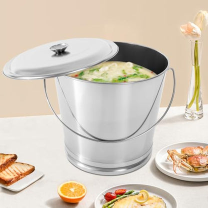 20L Stainless Steel Milk Pail Bucket with Lid, Large Capacity Milk Can Soup Bucket with Portable Handle, for Coffee, Tea, Water, Rice, Sands (20L) - size: 20L