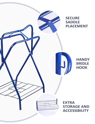 Tackmore Freestanding Saddle Rack Accommodates English Western Saddles Lightweight Foldable Space Saving Saddle Stand - color: Blue