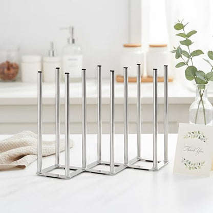 Water Bottle Drying Rack, Cup Drying Rack for Counter, Stainless Steel Tumbler Dryer Stand, Space-Saving Mug & Glass Drying Rack, Heavy-Duty Holder for Cups & Water Bottles (Silver – 10 Pegs) - color: Sliver – 10 Pegs