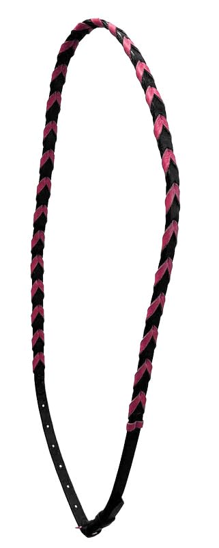 Leather Equestrian Horse Neck Strap - color: Black and Pink, size: 50"