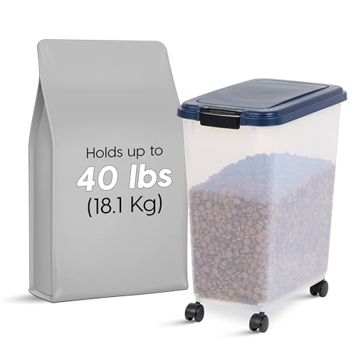 IRIS USA Dog Food Storage Container, Up to 40 lbs, Navy, Made in USA - color: Navy, size: 40 lbs