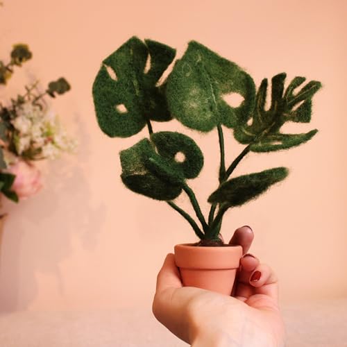 Wizardi Beginner Needle Felting Kit for Adults - Monstera. Floral Felting Kit 15cm High. Felting Tools. Wool Felting Supplies. Felt Crafts. Wool Felt. The Makerss - color: Monstera