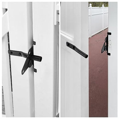 WellMade Heavy Duty Self-Locking Gate Latch for Wooden Fence, Post Mount Automatic Gravity Lever Door Latches for Garden Outdoor/Pool Gate, Metal Gates Vinyl Fence Gate Lock, Black Finish with Screws