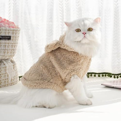Selena Cat Bunny Ears Costume Cute Dog Kitten Hoodies Sweater Rabbit Ears Puppy Pet Apparel (Small,Beige) - color: Beige, size: Small
