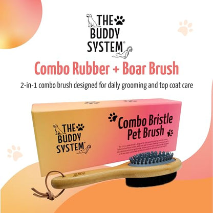 The Buddy System - Combo Bristle Pet Brush, 2-in-1 Brush