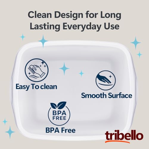 Tribello Plastic Wash Tub Dishpan Basin and Foot Bath for Soaking Feet, Laundry Hand Wash Bucket, Dish Pans for Washing and Storage Cleaning Supplies - 12 Quarts - Heavy Duty - Made in USA (White)