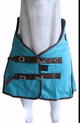 1200D Horse Turnout Blanket Waterproof, Breathable, Heavy-Weight Winter Blanket with 300g Fill, Ripstop Outer Shell - color: Turquoise/Brown, size: 76 inches