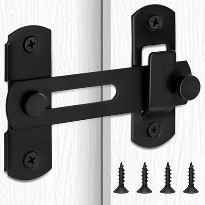 Flip Latch Gate Latch, Barn Door Lock, Door Latches for Top of Door, Barn Wood Fence, Backyard, Cabinet, Heavy Duty 201 Stainless Steel Gate Hardware Black