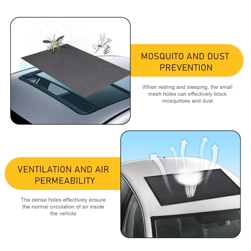 Car Sunroof Sun Shade, 39" x 25.5" Magnetic Screen Moon Roof Breathable Mesh Cover, Quick Install Sunproof Protection Cover, Universal Sun Protection for Moonroof and Side Window for Cars