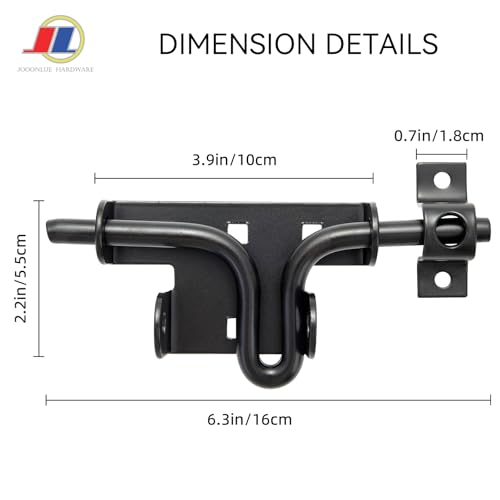 Slide Bolt Gate Latch, Fence Gate Lock, 6.5 Inch, Black - size: Sliding Rod Type