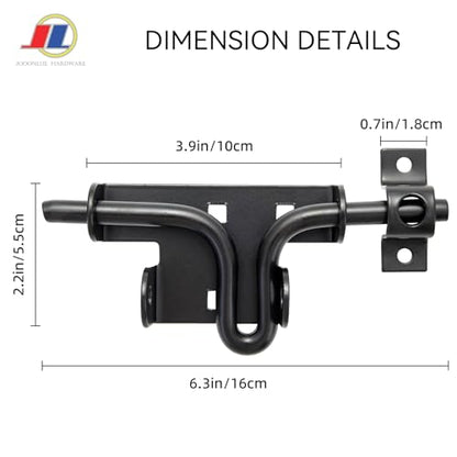 Slide Bolt Gate Latch, Fence Gate Lock, 6.5 Inch, Black - size: Sliding Rod Type