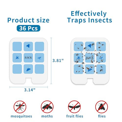 36 Pack Refill Glue Boards Compatible with Safer Home SH502 SH503, Dynatrap DT3005W DT3005W-DS3 DT23005-06, Indoor Plug-in Sticky Traps for Gnat, Fly, Mosquito, Moth..., Pet & Kid Safe, Value Package