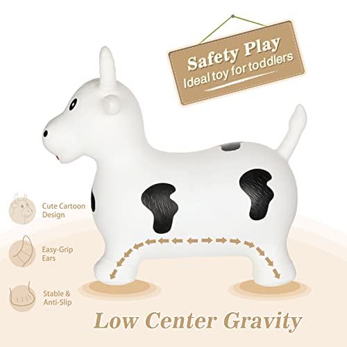 INPANY Bouncy Horse, Cow Hopper for Toddlers, Kid Gifts Toy, Pump Included | Eco-Friendly PVC, Low Center Gravity, Cute Cartoon Design, Load 100 Lbs, Learn & Exercise & Active Fun, Gifts for 1-3 Kids - color: White Bull