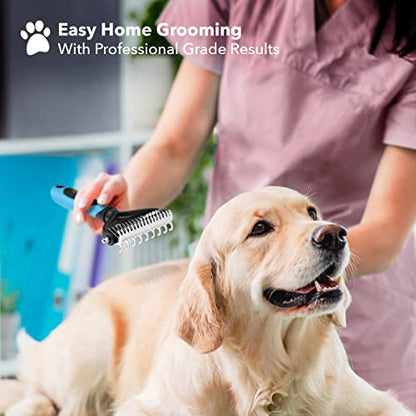 BOSHEL Dematting Comb for Dogs, Undercoat Rake, Cat Deshedding Tool, Dematting Brush for Pets