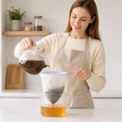 3 PCS Reusable Ultra Fine Mesh Strainer Bags with Stainless Steel Handle