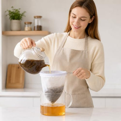 3 PCS Reusable Ultra Fine Mesh Strainer Bags with Stainless Steel Handle