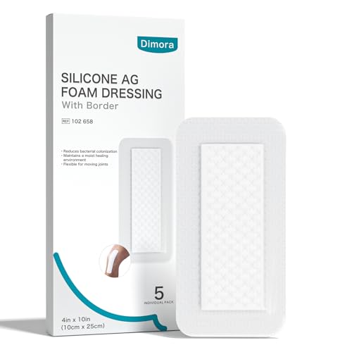 Dimora Silicone Foam Dressing Ag Silver Wound Care 4 x10 - size: 4”x10" Ag(5 PCS)
