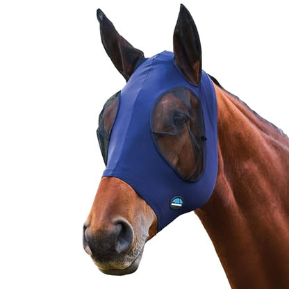 WeatherBeeta ComFiTec Stretch Fly Mask with Ears, Navy/Black, Extra Small - color: Navy/Black, size: XS
