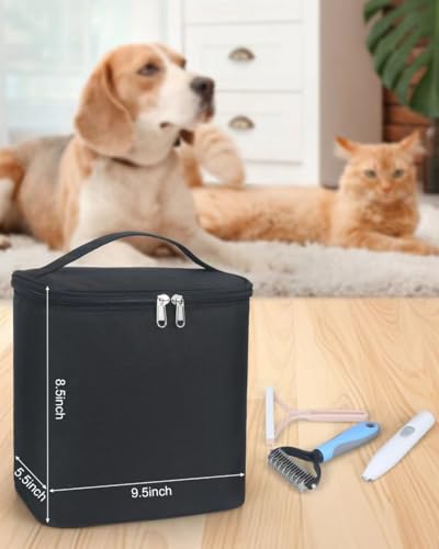 Meiiy Pet Grooming Bag, Dog Cat Grooming Supplies Organizer Bag Pet Hair Removal Trimming Cleaning Tool Kit Storage Bag (Black)