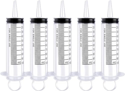 8 Pack 100ml Plastic Syringe for Scientific Labs, Dispensing, Measuring, Watering, Refilling, Multiple Uses - size: 100ml-8Pack